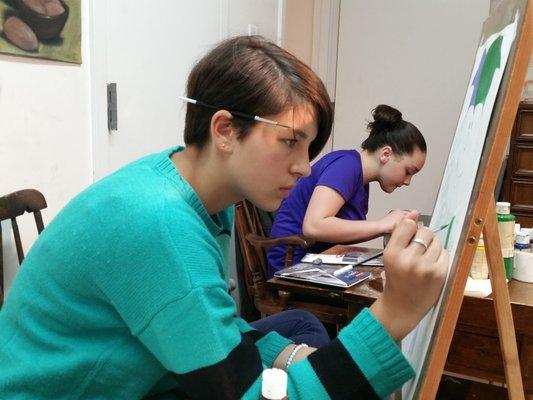 Students in the studio classes