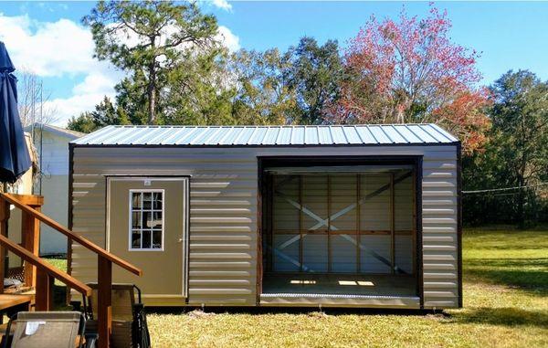 Americana Shed With  Walk Door And Garage Door