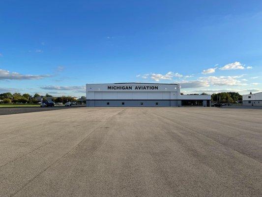 Newly paved tarmac, renovated hangar facilities and executive lounge, pictured midday.