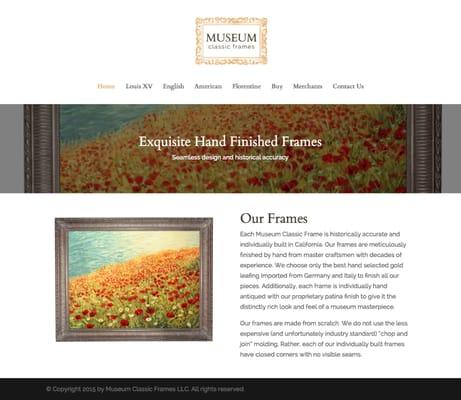 Design for MuseumClassicFrames.com NYC