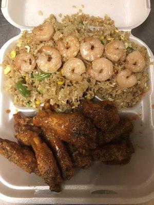 Try our shrimp fried rice and 10 piece combo!