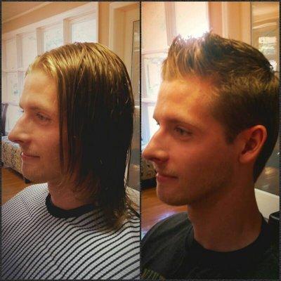 Long to short barber razor cut