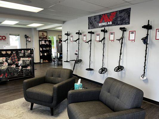 Minelab detectors in our Knoxville, TN showroom.