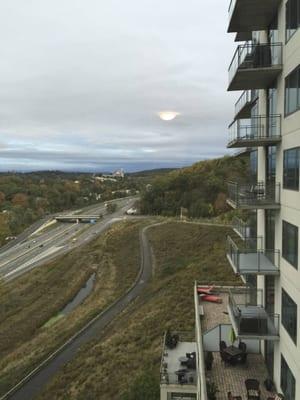 View taken from apartment at The Monarch at Ridge HIll looking Northwards towards the Tappanzee Bridge and Hudson Valley.