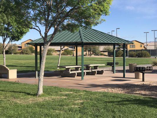 Covered benches.