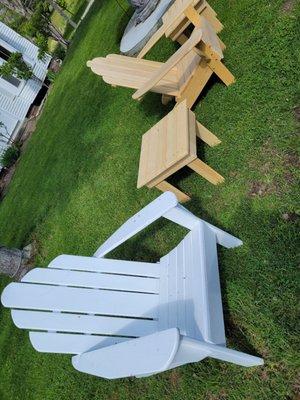 Adirondack chairs and side tables