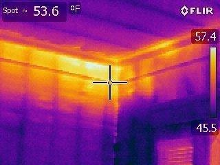 Thermal camera showing air leakage