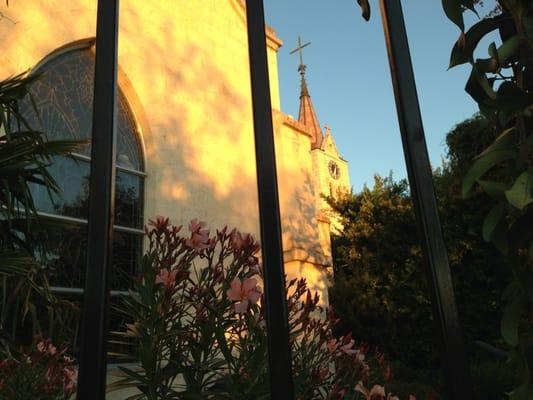 Railing back of church