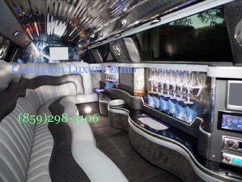 Inside of limo with wet bar