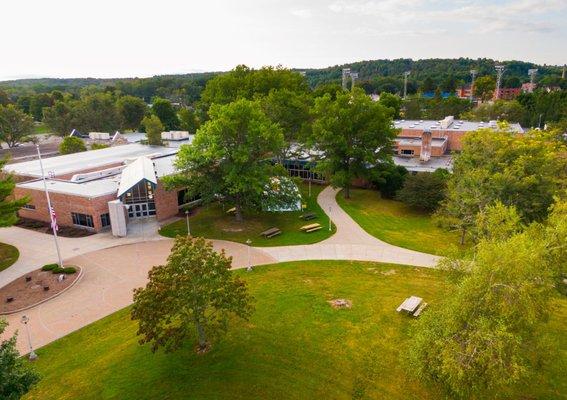 Aerial look at SUNY JCC's Hamilton Collegiate Center on the Jamestown, NY Campus.