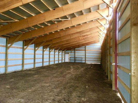 Beautiful interior on one on our pole barns.