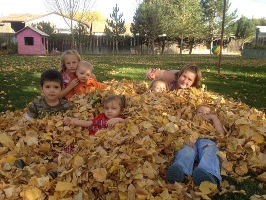 Jumping in the leaves!