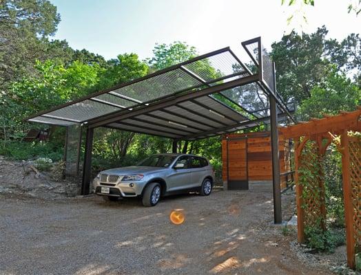 Carport in Westlake Hills.  Designed & Built by Drophouse.