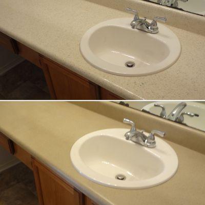 Bathroom counter top before/after