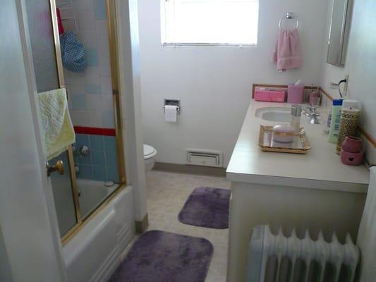 bathroom in a one bdrm