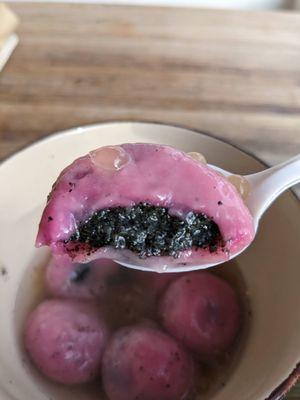 Dragon fruit black sesame rice balls