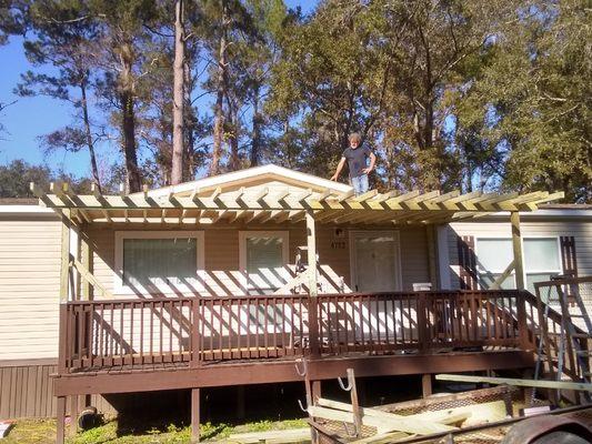 During porch roof build