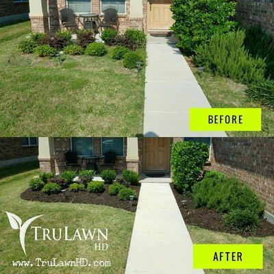 Sharp, defined flowerbed lines and manicured bushes make your house pop!