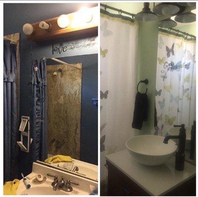 Before & After bathroom pictures.   I've got tons more pictures if you want to see more work.