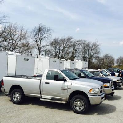 New Restroom Trailers, fresh from the factory, getting ready for the trip from Indiana, to Upstate New York...