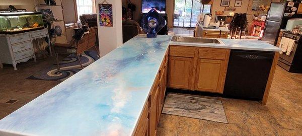 This customer asked us to bring the "ocean" into her kitchen.  Mission accomplished!