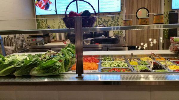 The very clean salad station.