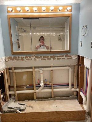 Bathroom plumbing for vanity.