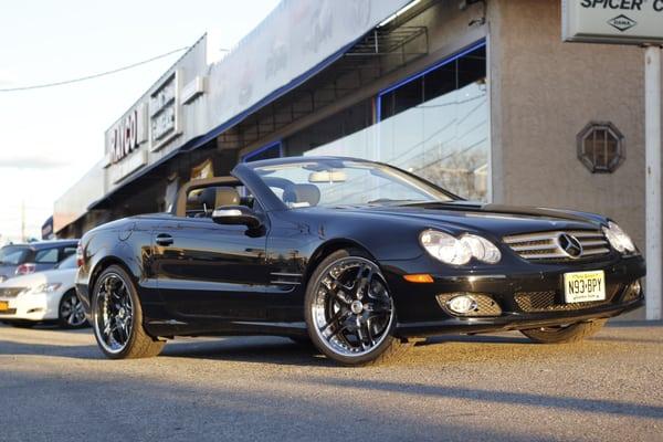 Mercedes SL topless, custom painted Asanti chrome wheels, Rayco2 NJ, www.rayco46.com