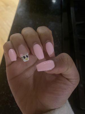 Hello Kitty Pink Acrylic Nails