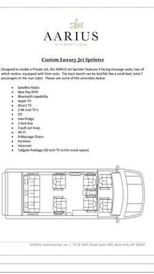 Aarius Mercedes Jet Sprinter Specs