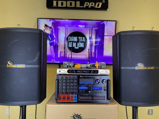 $3619 "ASM20" IDOLmain 8000W Optical Input ForMixing Amplifier Plus 1600W Loudspeakers, Dual Smart Wireless Microphones Home Karaoke System