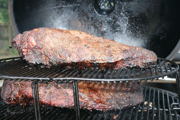 Brisket on a ceramic smoker