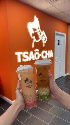 guava yogurt w crystal boba + melon green tea w nata jelly