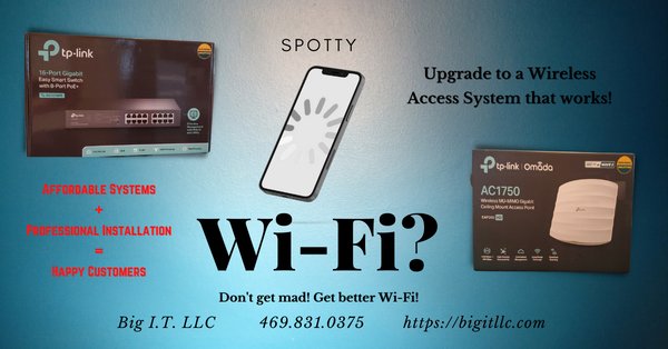 Frustrated with your current Wi-Fi? We install budget friendly, high quality Wireless Access Systems.