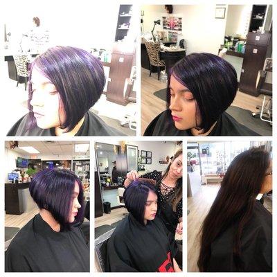 Purple Hi lites , Cut , Blow Out