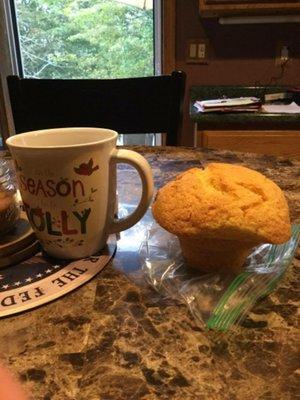 Corn muffin - mug as a size comparison!