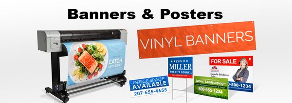 We have Vinyl banners, yard sings, acrylic prints, business cards and much more.