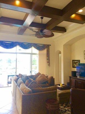 Box Beam Ceiling with faux finish and lighting