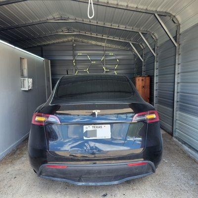 My Tesla getting inspected for texas annual inspection.