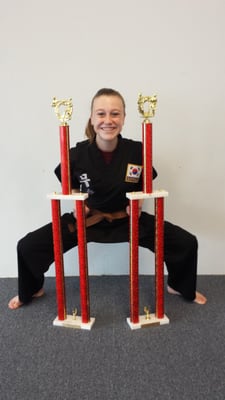 Brown Belt with 2 first place trophies