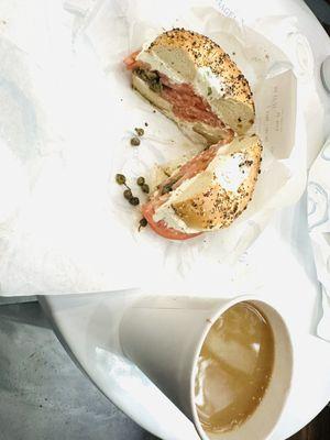 Lox bagel and Fresh Brewed Coffee