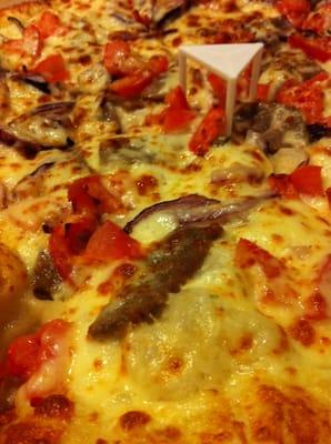 Gyro pizza close up.