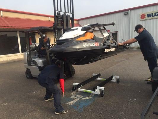 Dropping off my 2013 Seadoo GTR 215 for service at F&T.