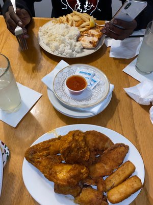 Rice, Fries & Fish  + A Small Sampler Platter