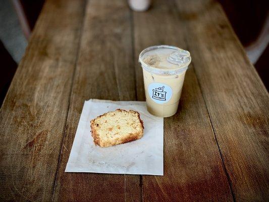 Iced Honey Oat Latte, Carrot cake