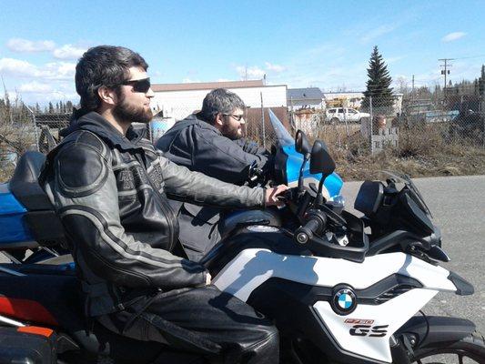 Dominic and Devin (member/owners) on their favorite bikes.