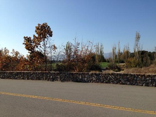 view of golf course in front of gate