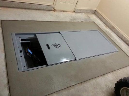 underground garage storm shelter from F5 Storm Shelters of Tulsa