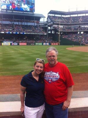 Royce & Molly at a Rangers game.