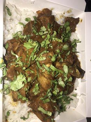 Lamb curry over rice